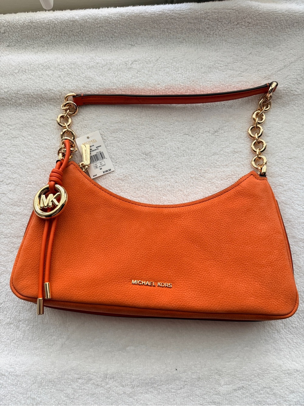 Michael Kors Nolita Medium Nubuck Chain Pochette Mimosa Orange BNWT $199
